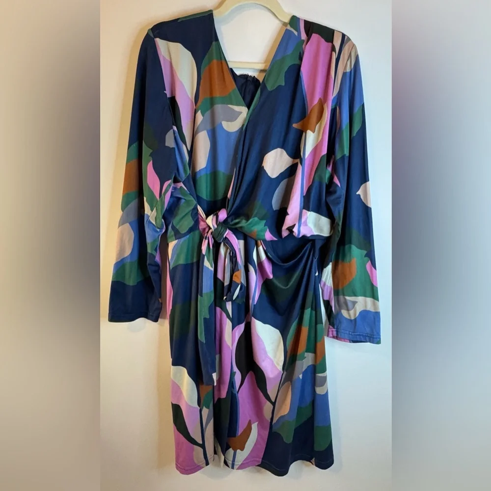 Hutch Anthropologie Long Sleeve Faux Wrap Abstract Dress Stretch Size 3XL - Picture 2 of 9